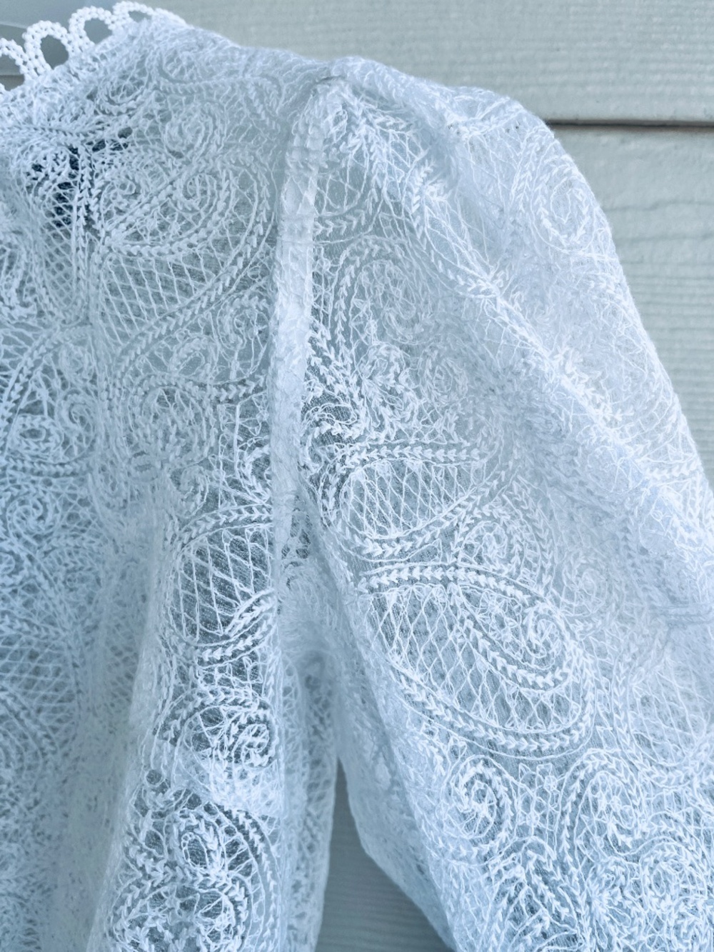 Aqua Women's White Fully Lace Long Sleeve Cotton Blend Size M - Picture 8 of 14
